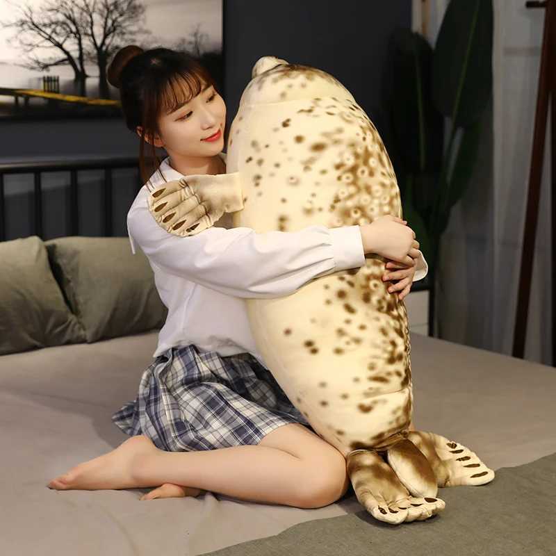 35-110cm simulated 3D sea lion plush toy high-quality filled soft animal sealed pillow baby Kawai sleep sticker doll W240821