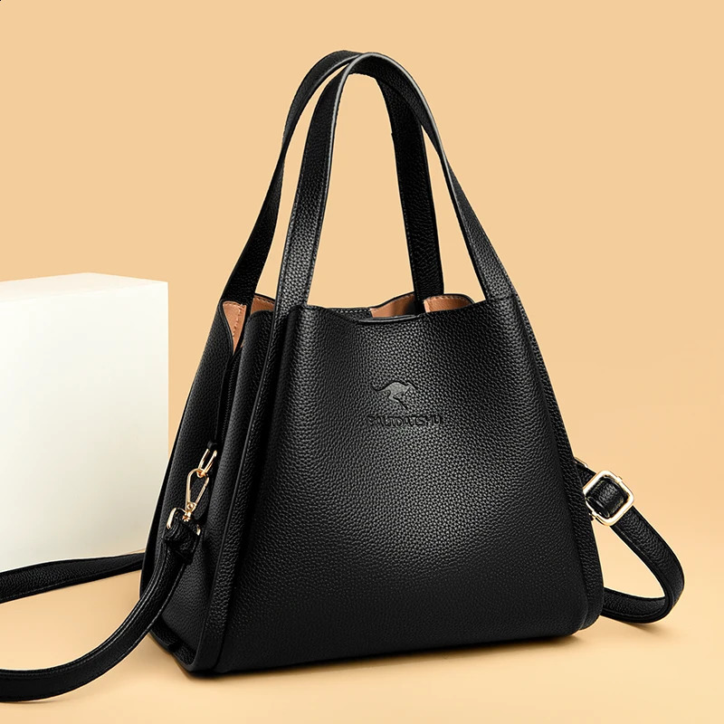 ner 3 Layers Soft Leather Ladies Handbags Fashion Women Shoulder Crossbody Bags Quality Female Messenger Tote Sac 240822