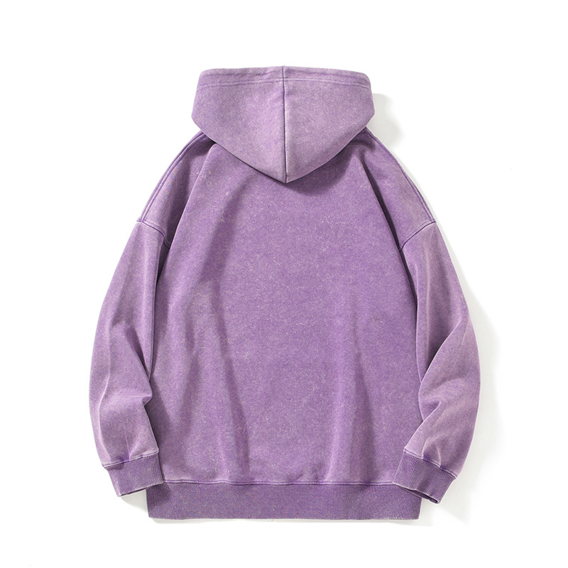 Men's Hoodies Batik washed vintage 350g combed cotton composite milk silk hooded sweatshirt