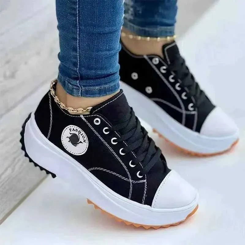Casual Shoes Womens High-End Brand Sports Shoes Comfortable Breathable Ladies Canvas Shoes Casual Shoes Flat Lace Up for WomenL464
