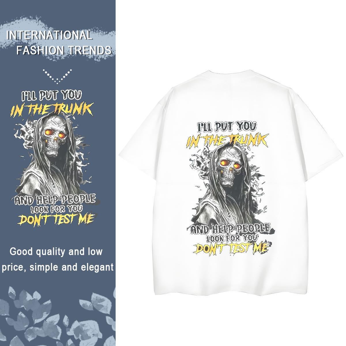 New Womens T Shirts 230g Cotton O Neck Short Sleeves Street Wear skull Lady T shirt Loose Plus Size Custom Clothings