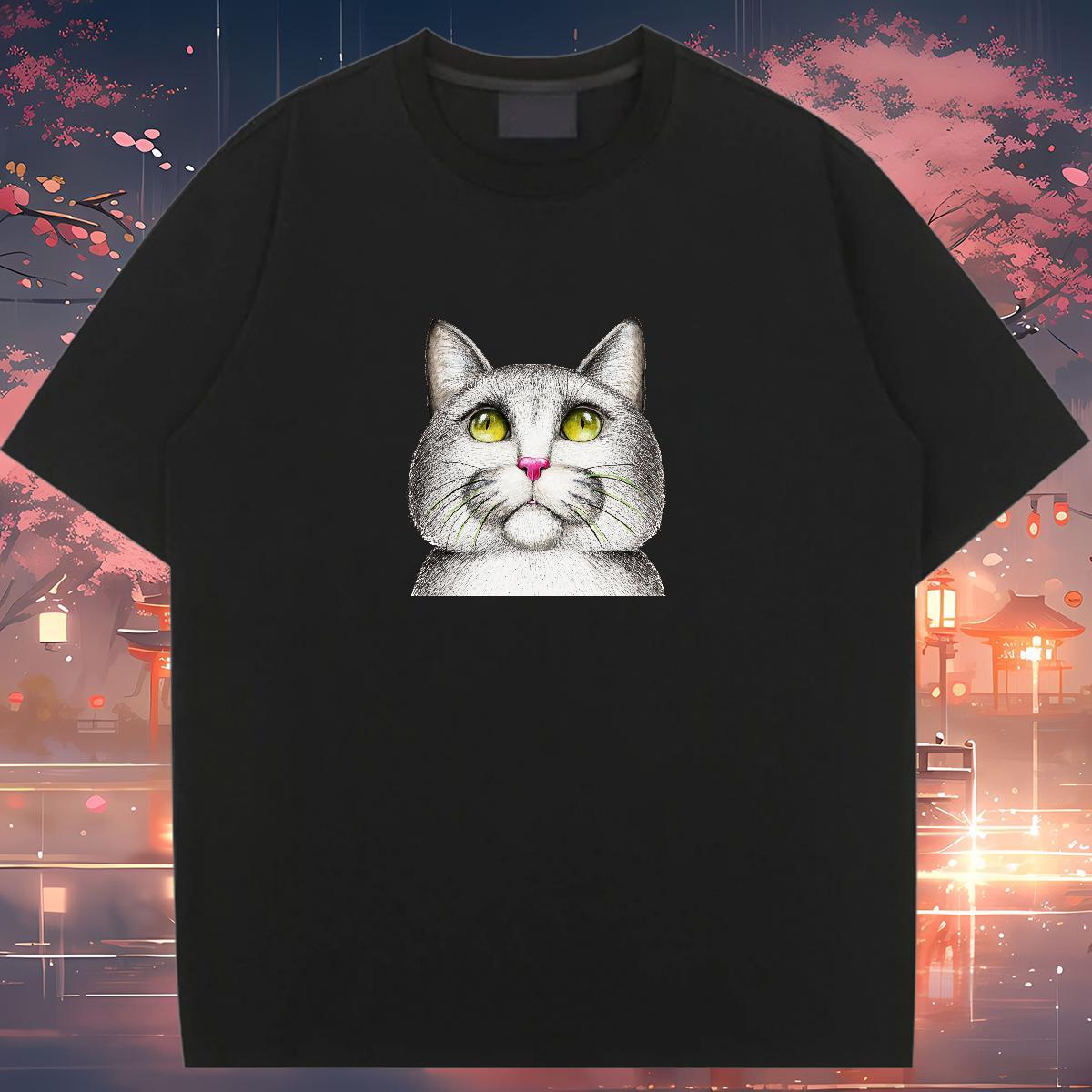 New T-Shirts Crew Neck Breathable 230g 100% Cotton Unisex Tshirts Customized cat Casual Sport Designer Nice Tops Shirt