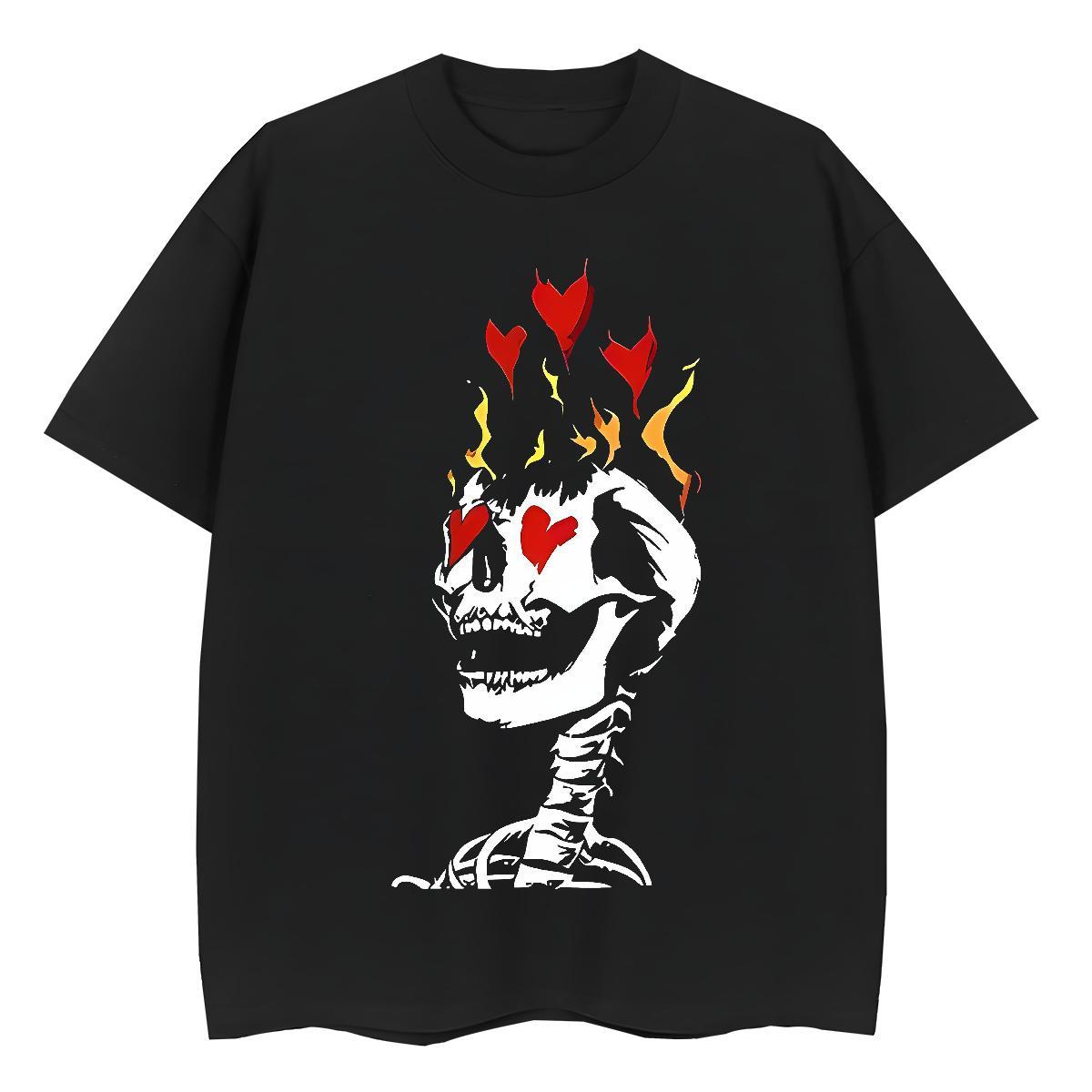TOP Quality T-Shirts 230g Pure Cotton Comfortable Casual skull Tshirt for Man Woman 5A Cartoon Printing L-4XL Top Shirts