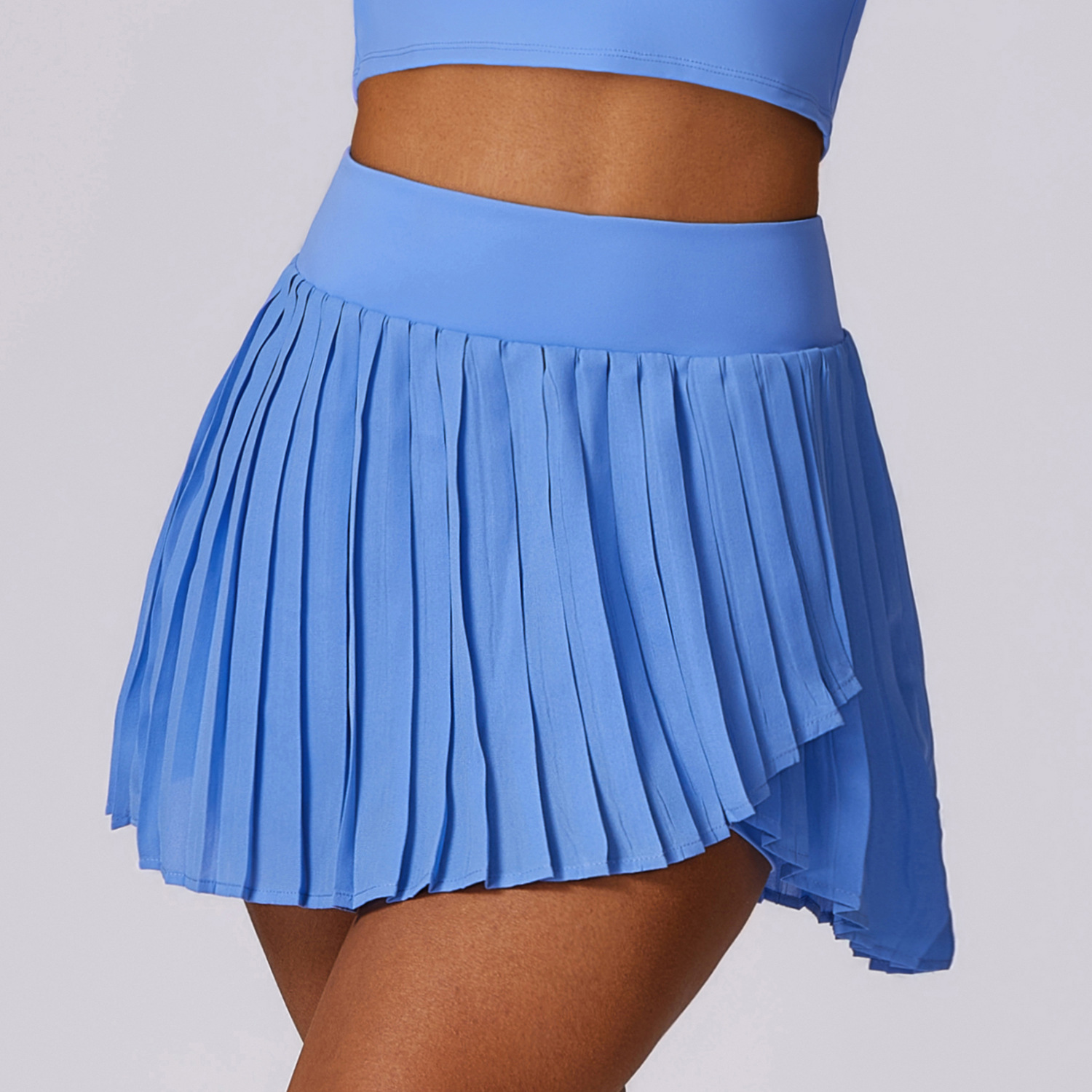 Women's Sporty Yoga Set - Breathable Bra With Elastic Waistband & Flared Skirt Dress For Active Wear