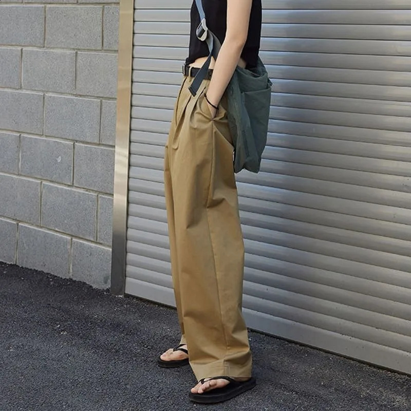 Deeptown Elegant Oversized Suit Pants Women Baggy Office Wide Leg Classical High Waist Trousers Harajuku Casual Basic Pantalones 240821