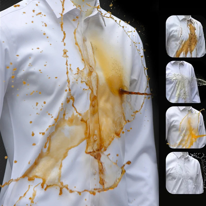 Oversized 8XL 7XL Mens Bamboo Fiber Shirts Long Sleeve Waterproof Anti Fouling No Ironing High Quality Solid Fit Social Camisas 240822