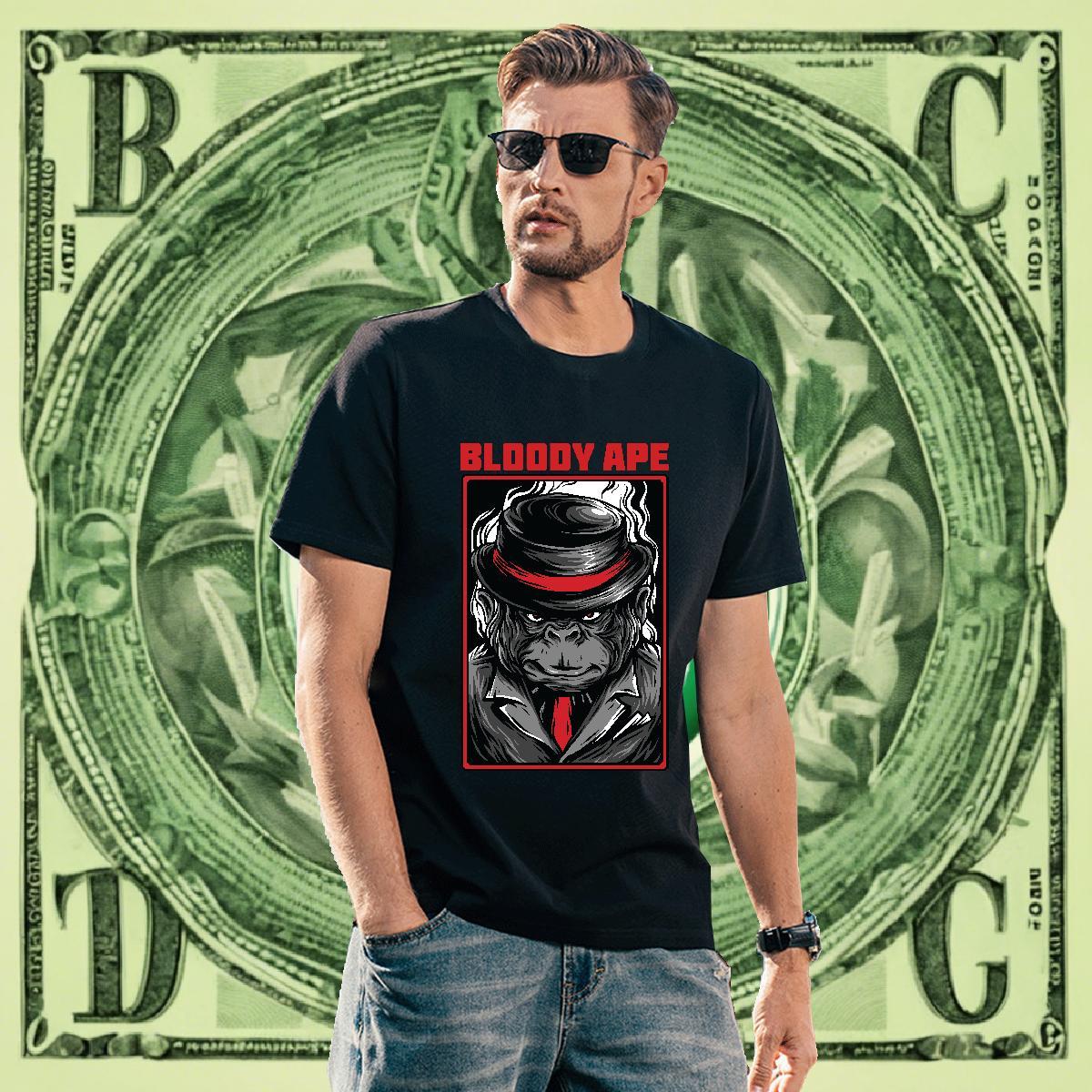 High Quality Tshirts Casual Daily Wear 100% Cotton 230g Custom Anime Breathable Short Sleeve orangutan T Shirts Men DIY Polos