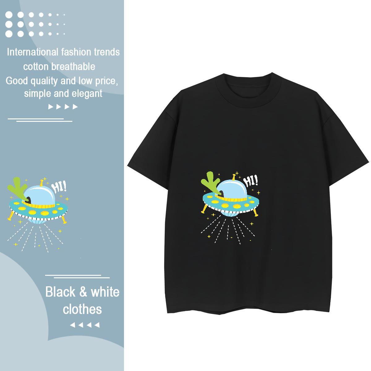 2024 DIY T Shirts Women Breathable Crew Neck 100% Cotton 230g Tshirt for Man Woman DIY Anime Printed ET Daily Outfit Comfortable Clothings