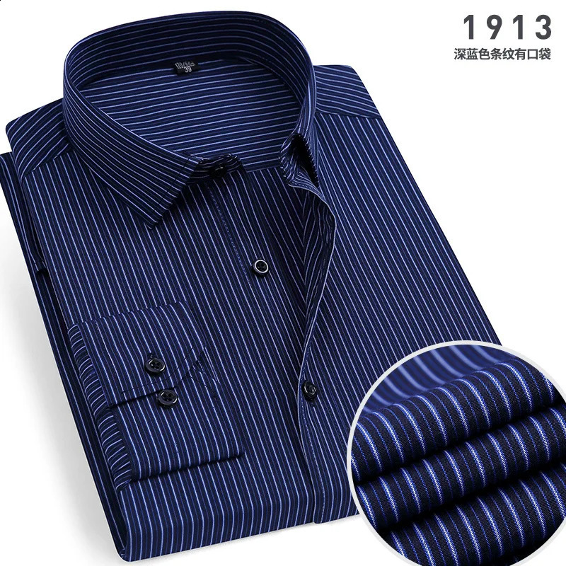 mens long-sleeved shirt spring summer business leisure work clothes cotton plaid non-ironing high quality breathable 240822