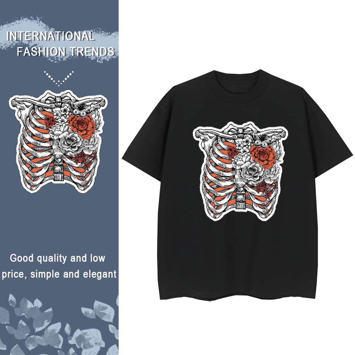 TOP Quality T-Shirts for Women 230g Pure Cotton Breathable Short Sleeve Street Casual skull Lady T shirt Popular Skull Clothes