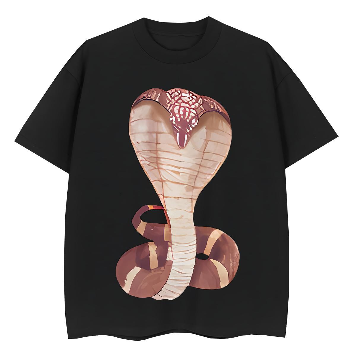 TOP Quality T-Shirts Crew Neck Breathable 230g Cotton Women Tees Cartoon Anime snake Sports Street Wear Comfortable Tops Shirt