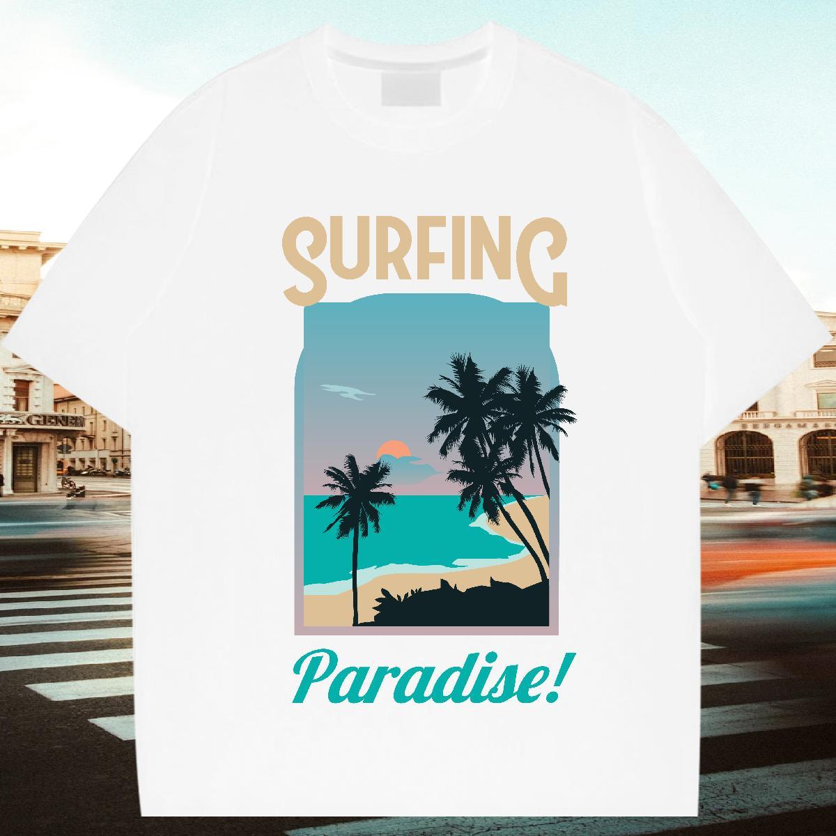 Classic Men Tees Beach 230g 100% Cotton Custom Anime Short Sleeve Soft skateboarding T shirt Fashion Design Tops Shirt
