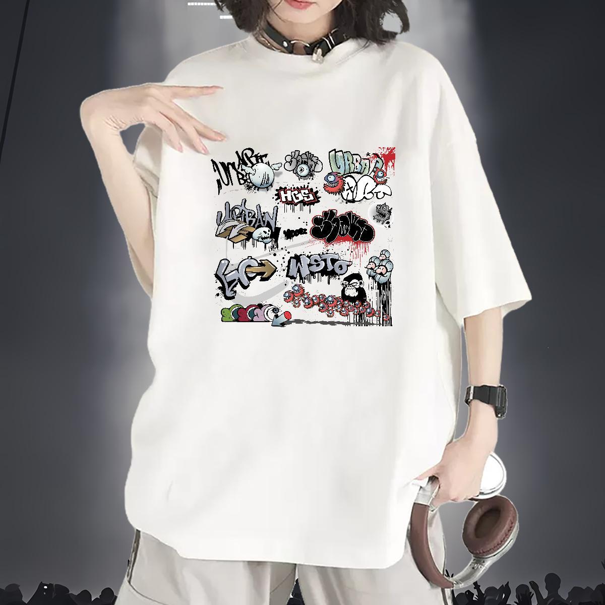 Wholesale Lady T shirt 230g 100% Cotton Colorful Summer Casual Womens T Shirts Breathable Crew Neck Cartoon Anime Top Shirts