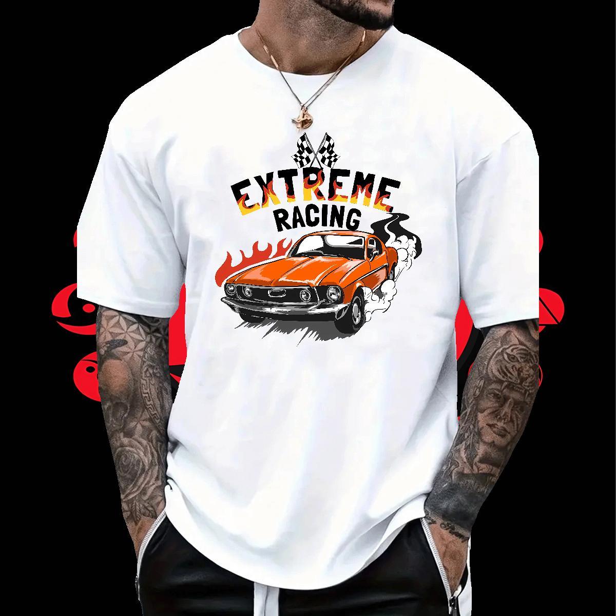 Cool Mens Tshirts High Street Hip Hop 230g 100% Cotton Oversized 3XL 4XL Breathable car T-Shirts Fashion Design Tee Shirt