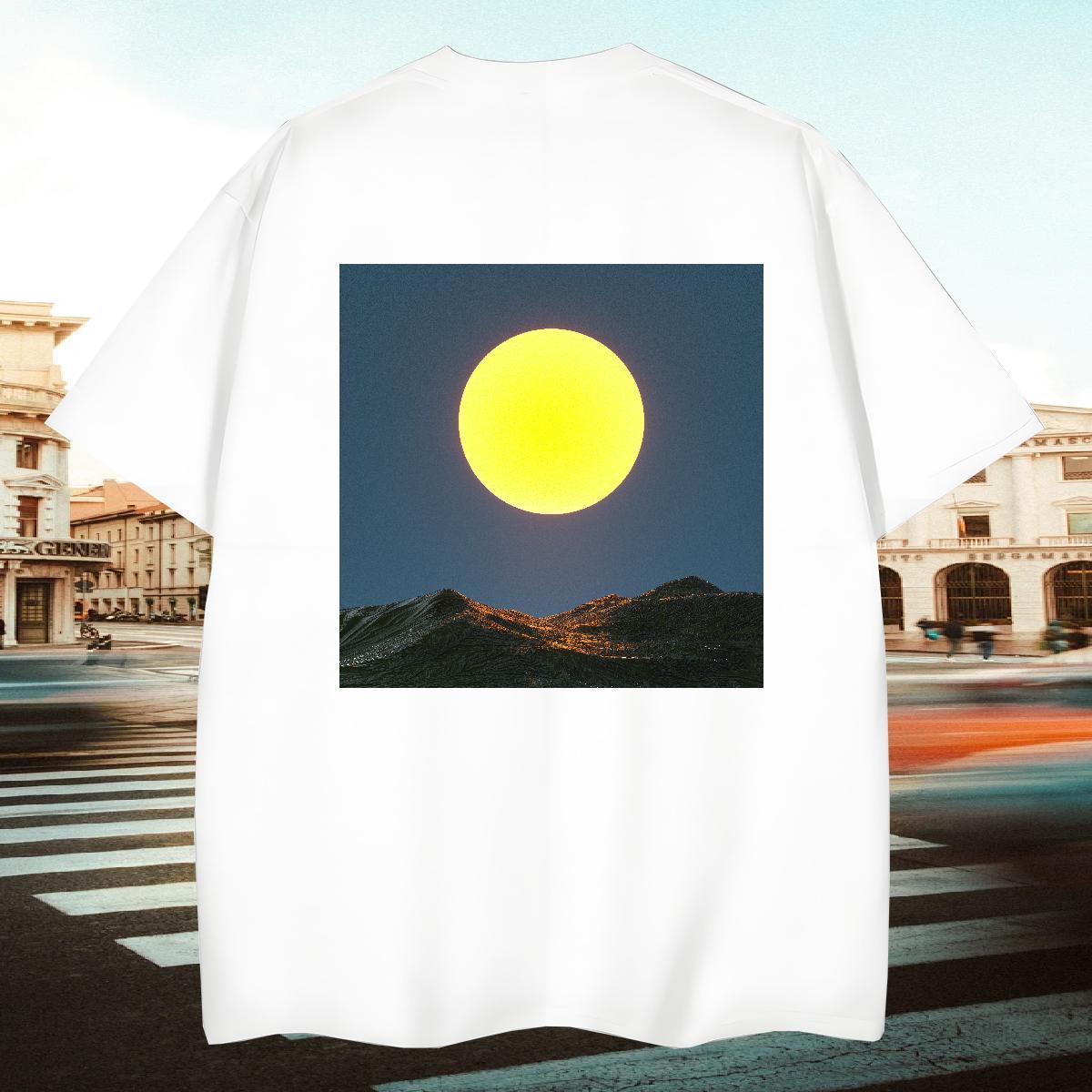 Loose Fit Tshirt for Man Woman Sports Casual 230g 100% Cotton Cartoon Print Breathable Short Sleeve sky Mens T Shirts 2024 DIY Tops