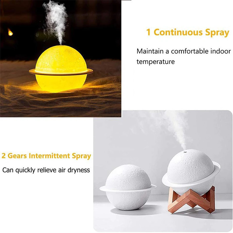 Lunar 200Ml Cool Mist Humidifiers Aroma Oil Diffuser Mini 3D Moon Lamp Ultrasonic Home Room Air Humidifier Moon Humidifier 240821