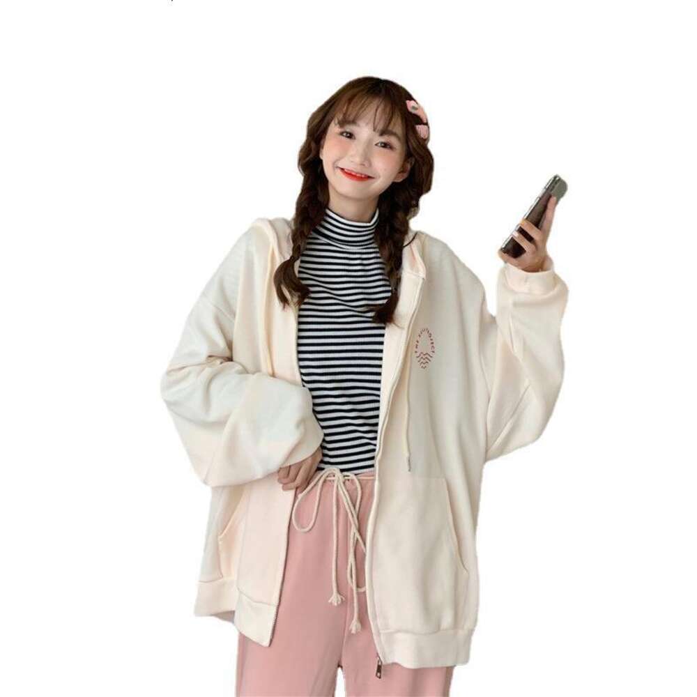 Spring and Autumn New Korean College Style Loose Large Size Thin Zipper cardigan Sweatshirt Women's Casual Coat Trendy dongdumaoyi