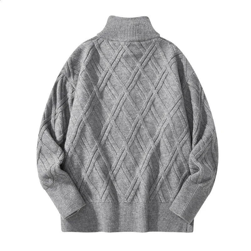 Winter Mens Fashion Plaid Pattern Jacquard High Quality Button Up Solid Color Basic Sweater Open Stitch Cardigan Knitting Coats 240821