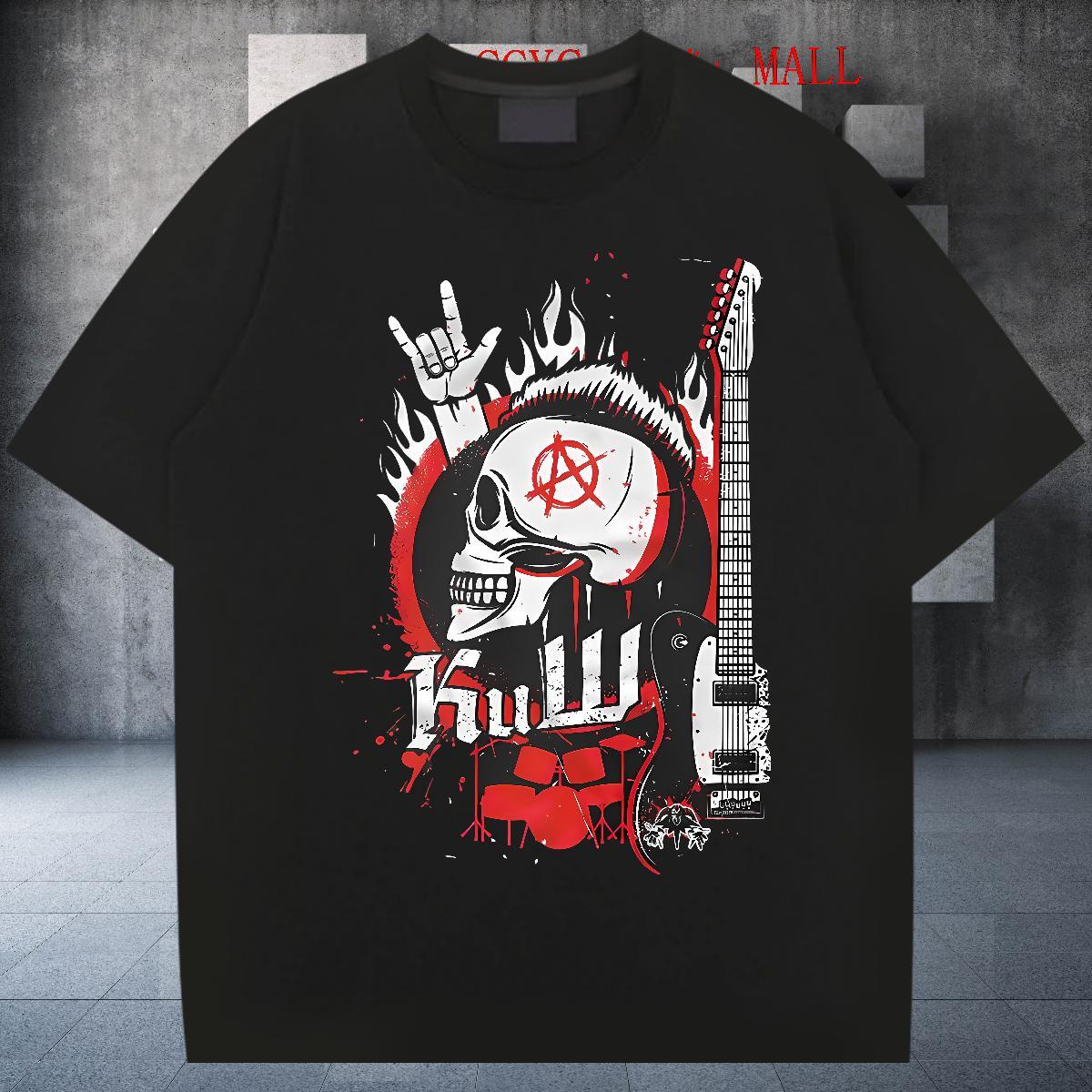 Classic Casual Beach Men Tops Tees scary Breathable Short Sleeve 230g Pure Cotton T-Shirts for Men Designer Plus Size Cartoon Tees Shirts