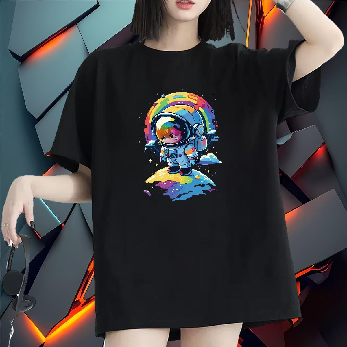 Soft Woman Tshirt 230g 100% Cotton universe Street T Shirts Women Breathable Anime Clothes