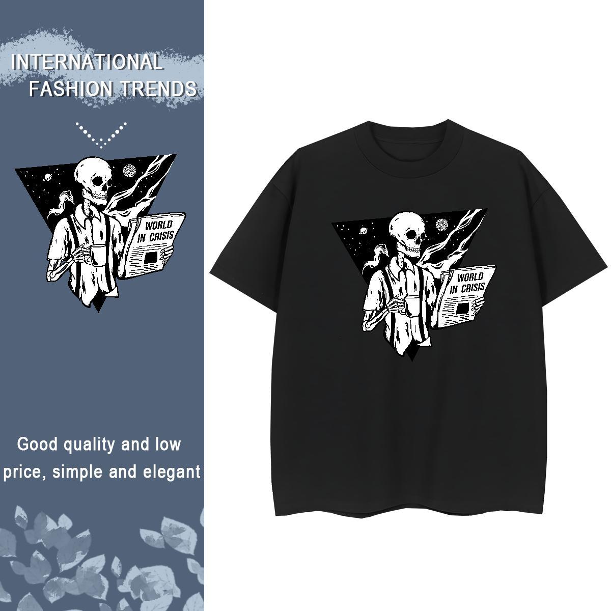 TOP Quality T Shirts Women 100% Cotton 230g Crew Neck Breathable Beach skull Couples T Shirts Lady Custom Printing Wear