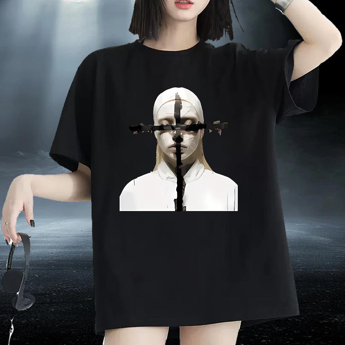 2024 DIY Woman T Shirts 230g 100% Cotton Short sleeve Soft Beach cross Women Tshirts Nice DIY Anime Printed Top Shirts