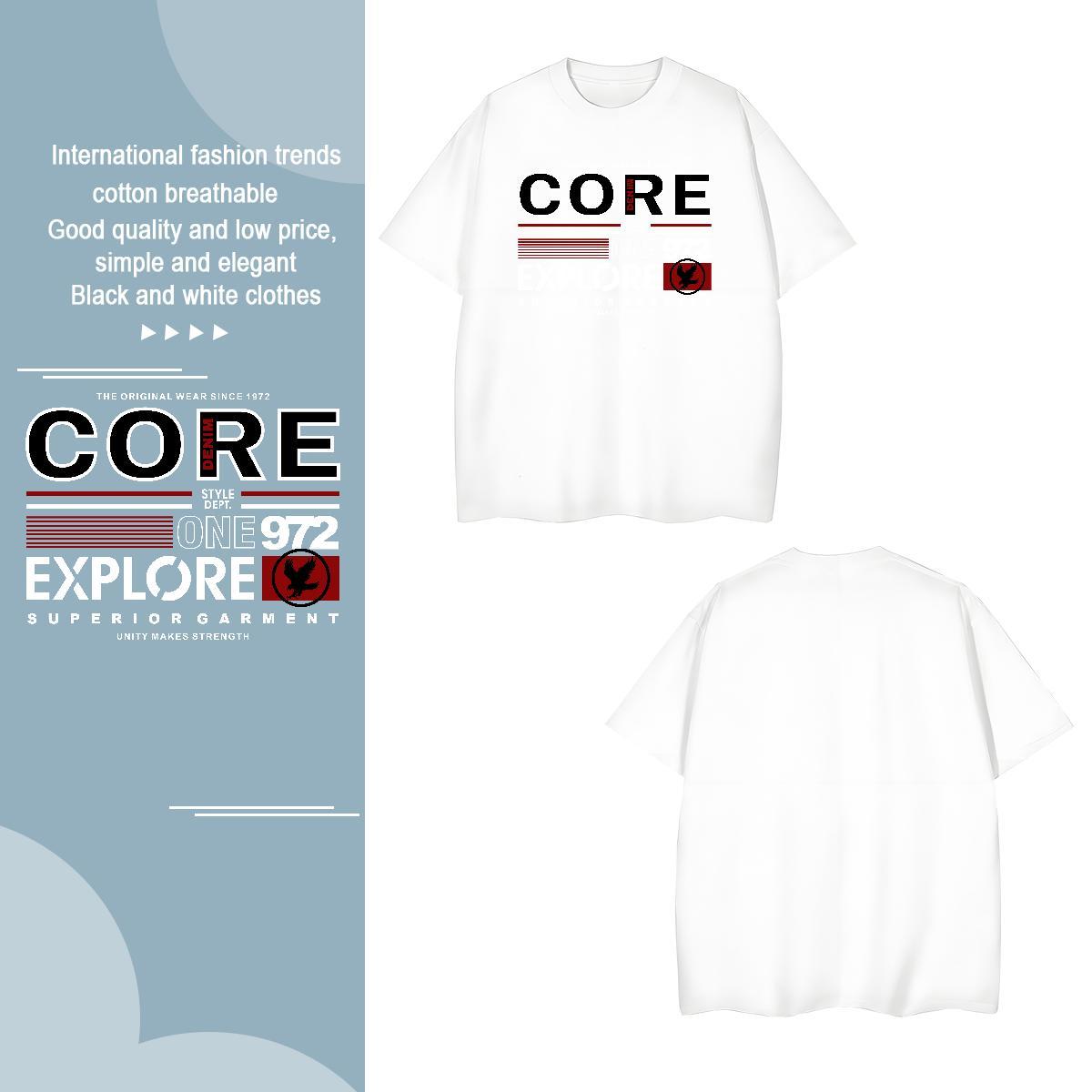 Cool letter T Shirt For Man Sports Casual Men Tshirts 230g Pure Cotton Designer Short Sleeve Soft Plus Size Cartoon Tees Shirts
