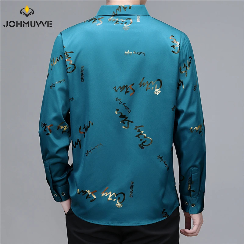Mens Casual and Fashionable Long Sleeved Printed Shirt Non Ironing and Wrinkle Resistant Business Top 240822
