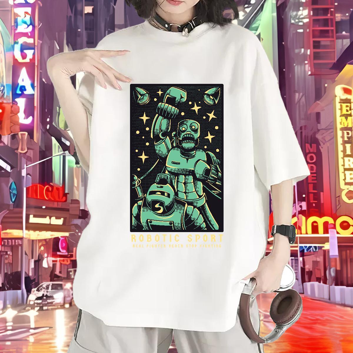 Classic T shirt Breathable Short Sleeve 100% Cotton 230g Womens Tshirts Cartoon Floral Printing ET Daily Outfit High quality Tee Shirt