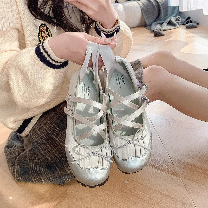 Summer Shoes Ladies Ballerinas Woman Modis Clogs Platform Female Footwear Ballet Cute Creepers Dress Rubber Latex Lace- 240820