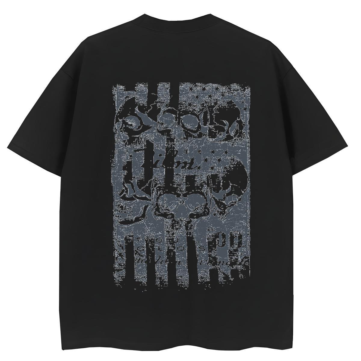Fashion New T shirt 230g Pure Cotton Crew Neck Sports Street Wear skull Unisex Tshirts Designer Custom Printing Tees Shirts