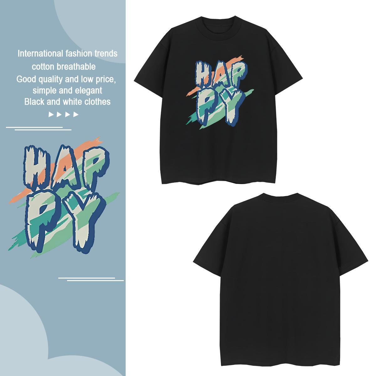 Loose happy Man T Shirts Outdoor Tshirts 230g 100% Cotton 2024 Designer Crew Neck Cartoon Print Clothes