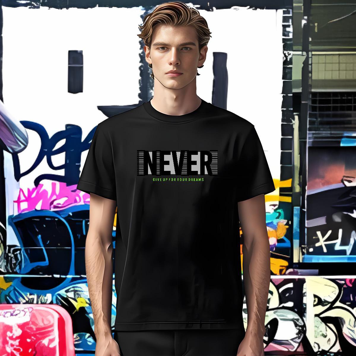 Loose Fit never T Shirts Men Outdoor Tshirts 230g Pure Cotton 2024 O-Neck Short Sleeve Custom Big Size Tops Shirt