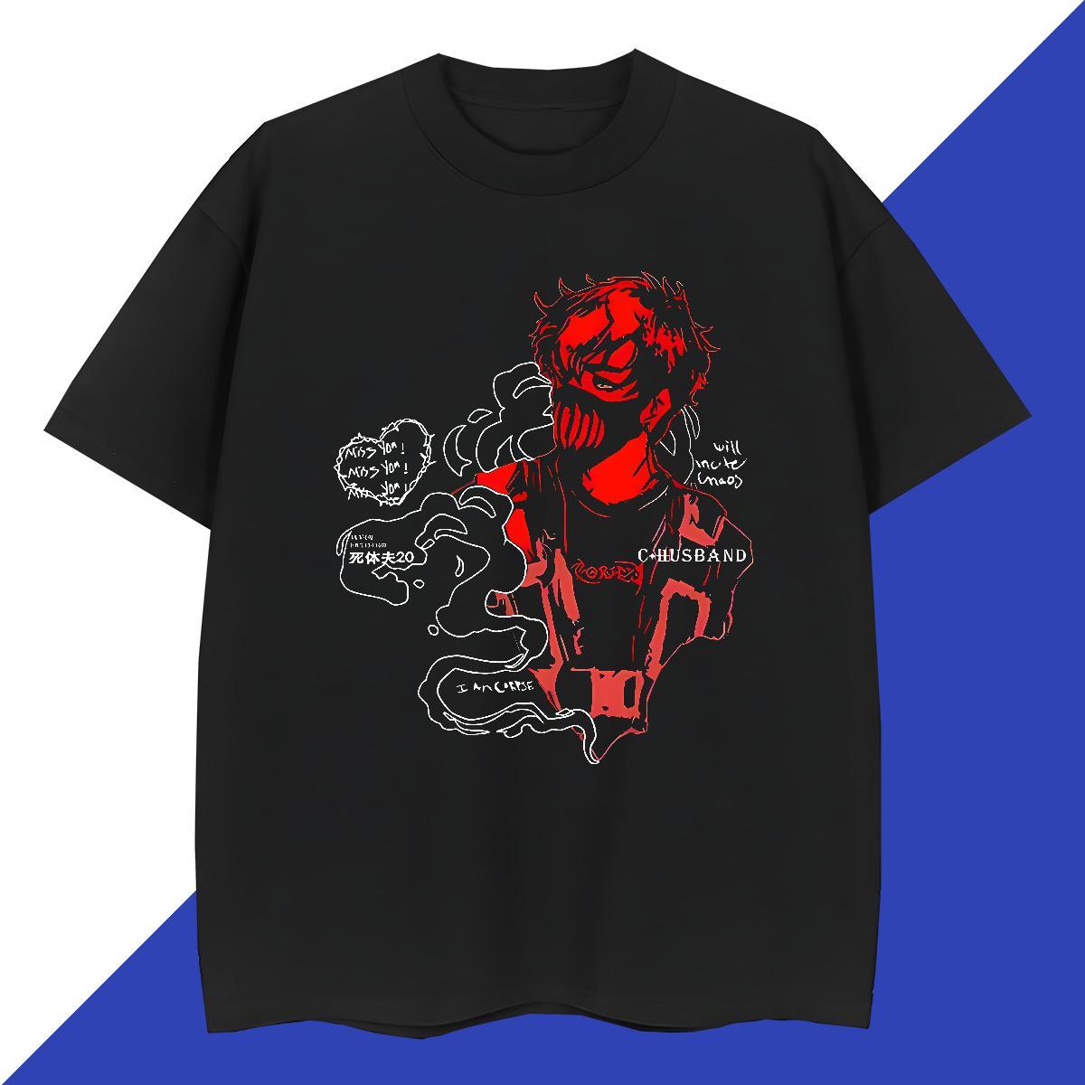 New Men Tops Tees 230g Cotton Casual blood Breathable Crew Neck Men T Shirts Loose Floral Print Polos