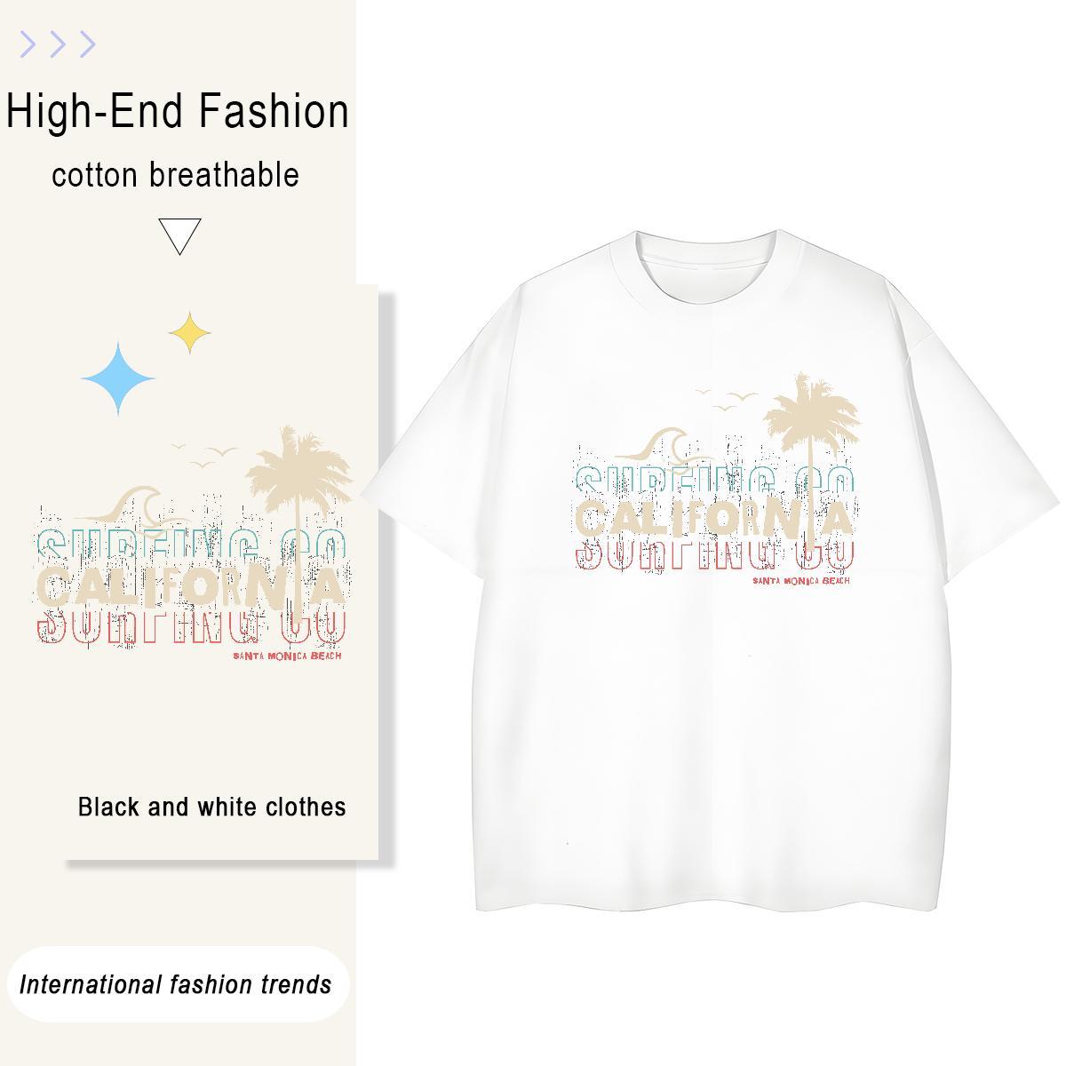 Popular Women Tees 230g Pure Cotton letter Outdoor Women T Shirts Breathable Black Oversized Clothings