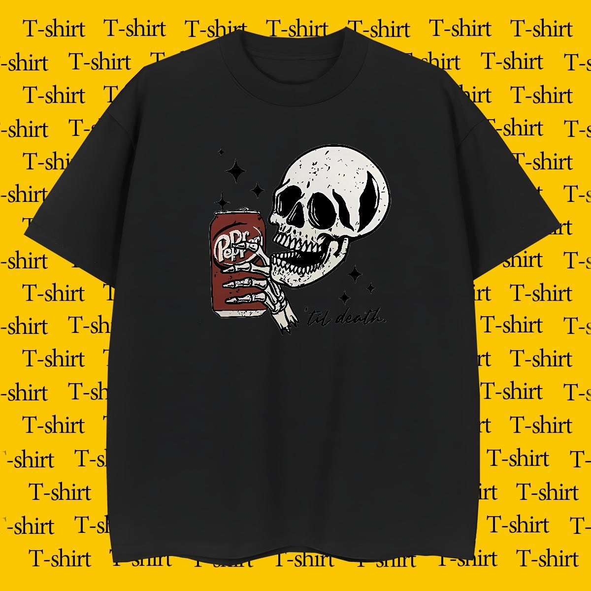 Classic T shirt 230g Pure Cotton skull Summer Casual DIY Anime Breathable Short Sleeve Men Tops Tees Fashion Clothes