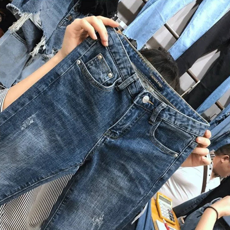 Skinny Ripped Jeans Women Spring Summer Autumn Selling Womens Casual Cute Denim Pants Female Wholesale Z260313