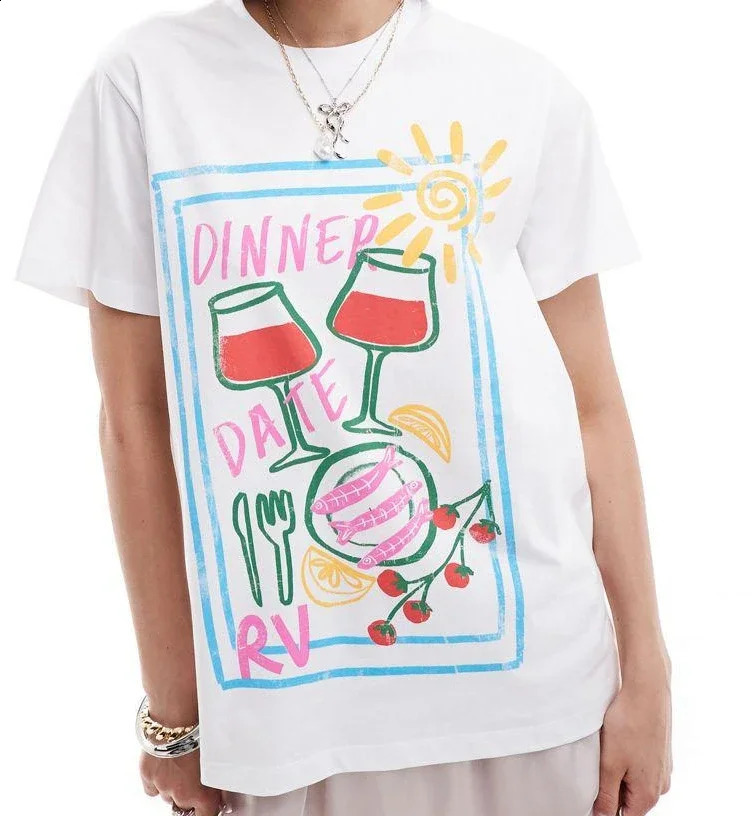 Summer Simplicity Graphic T Shirts Y2k Tops Gothic Pure Cotton Oversized T Shirt Harajuku Clothes Streetwear Goth Women Clothing 240821