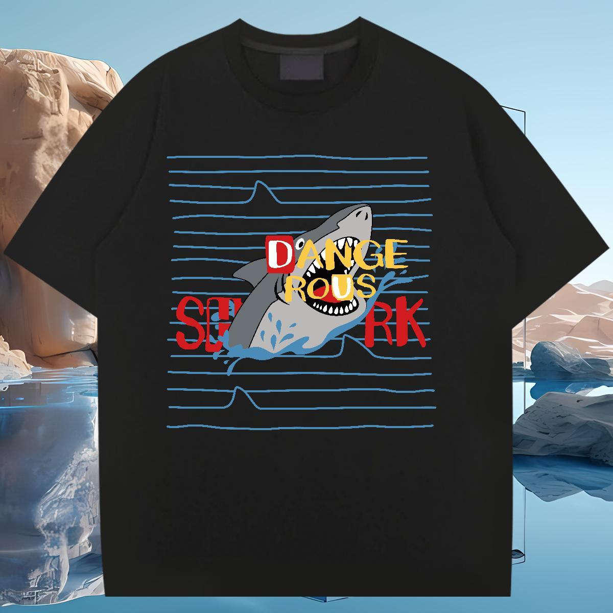 Designer T shirt Breathable 230g 100% Cotton Women Tshirts Graphic shark Street Brand Tee Shirt