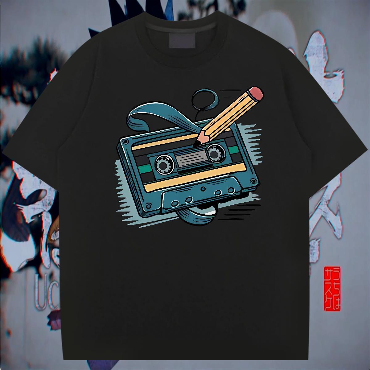Unisex Mens Tshirts Daily Outfit 230g 100% Cotton Black Oversized Short Sleeve Soft radio Man T Shirts Classic Casual Tops Tees