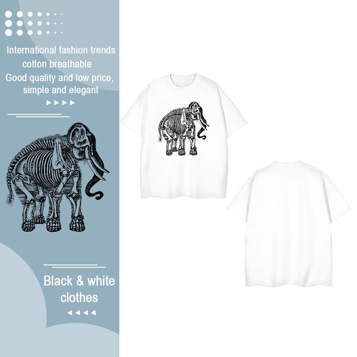 2024 Womens T Shirts O Neck Short Sleeves 230g Pure Cotton Unisex Tshirts Anime Oversized Elephant Casual Comfortable Tops