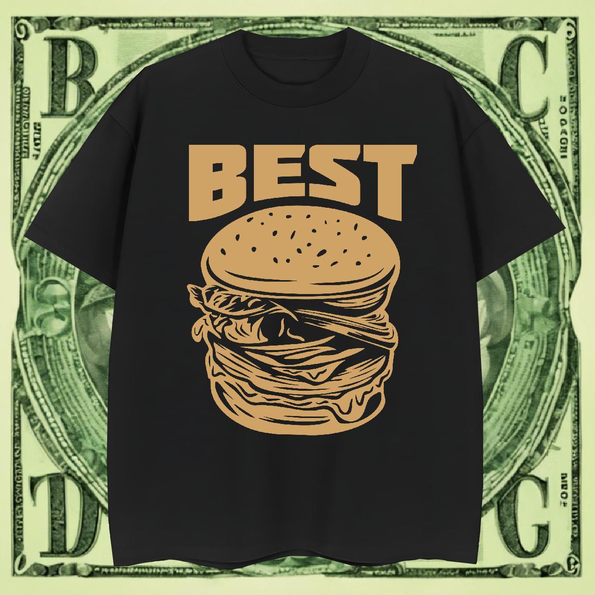 Brand Men Clothes T-Shirt Street Casual 230g 100% Cotton Custom Anime Breathable Short Sleeve hamburger T Shirt For Man Factory Direct Tees