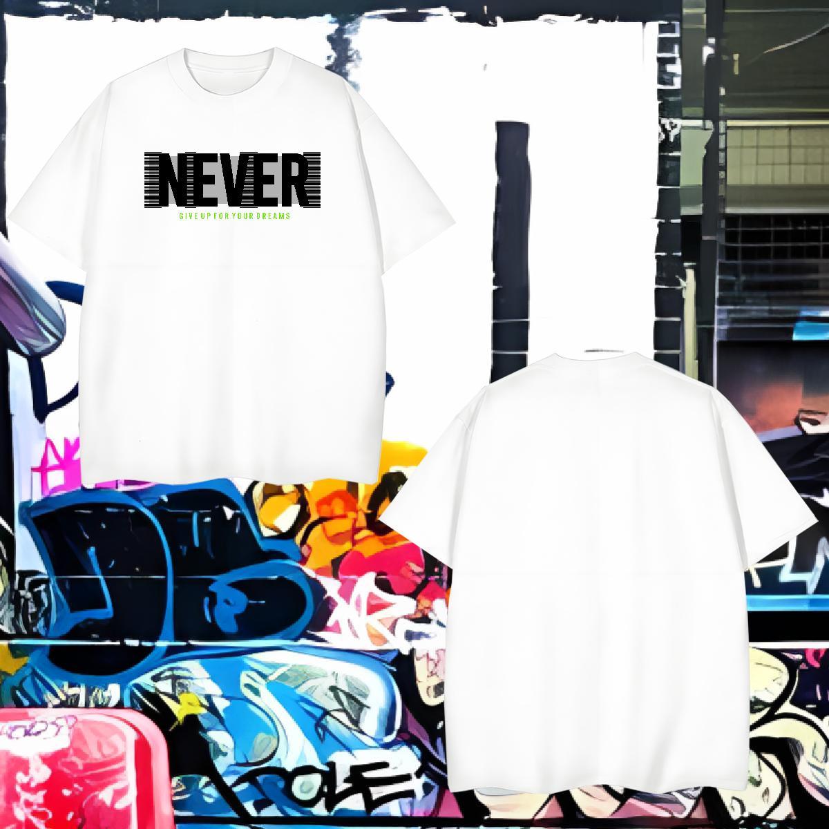 Loose Fit never T Shirts Men Outdoor Tshirts 230g Pure Cotton 2024 O-Neck Short Sleeve Custom Big Size Tops Shirt