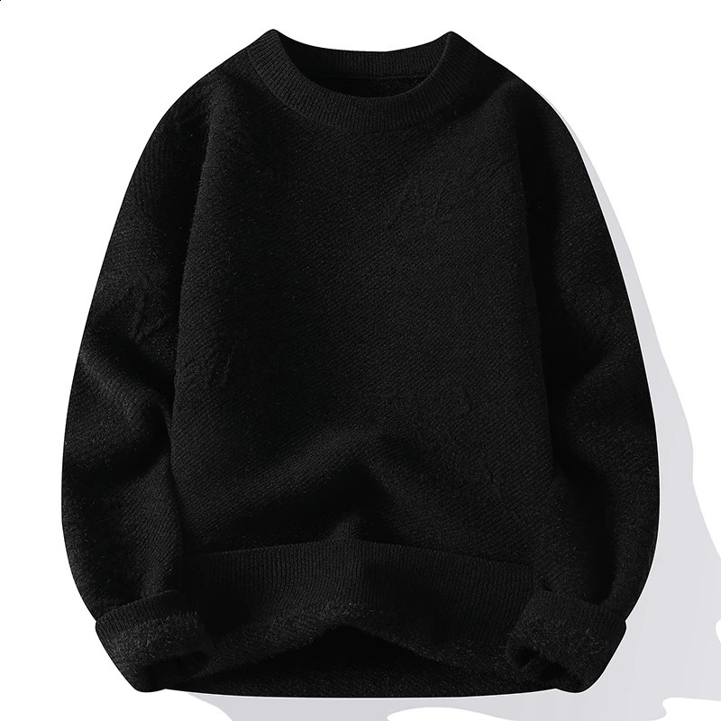 Autumn and winter casual gentleman fashion business Korean version slim trend solid color handsome mens collar sweater 240821