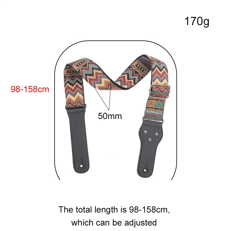 Guitar Strap Leather Head Adjustable Shoulder Strap For Guitar Electric Guitar Bass Guitar Parts Accessories Black Guitars 240821