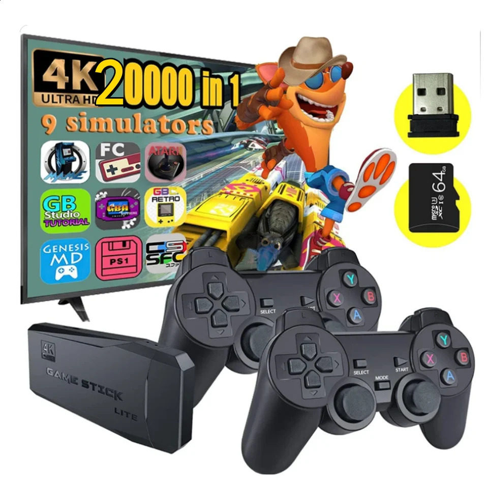 M8 Video Game Stick Lite 4K Video Game Console 2.4G Dual Wireless Controller suitable for 10000 retro gaming home TV game consoles 240810