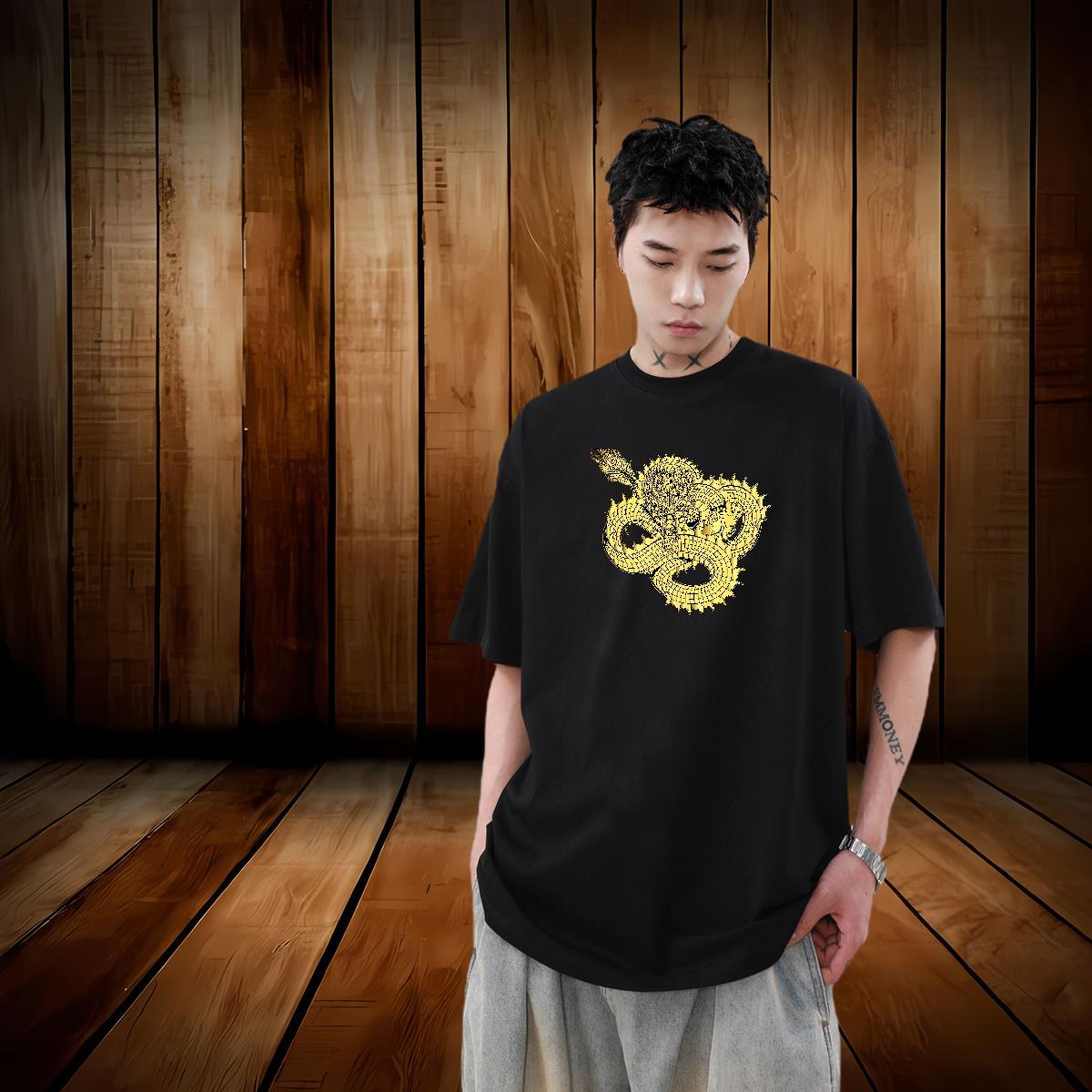 Designer Hip Hop Street Men Tops Tees dragon Breathable Short Sleeve 100% Cotton 230g T-Shirts Soft Plus Size Cartoon Tee Shirt