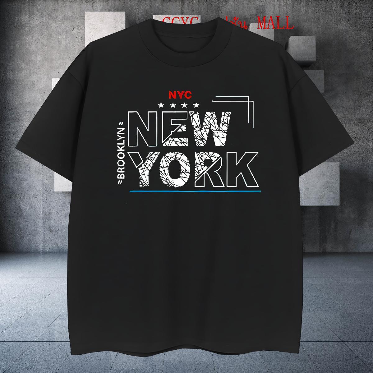 Loose Fit New York T shirt Beach Men Tees 230g 100% Cotton Factory Direct Crew Neck White Plus Size Clothes