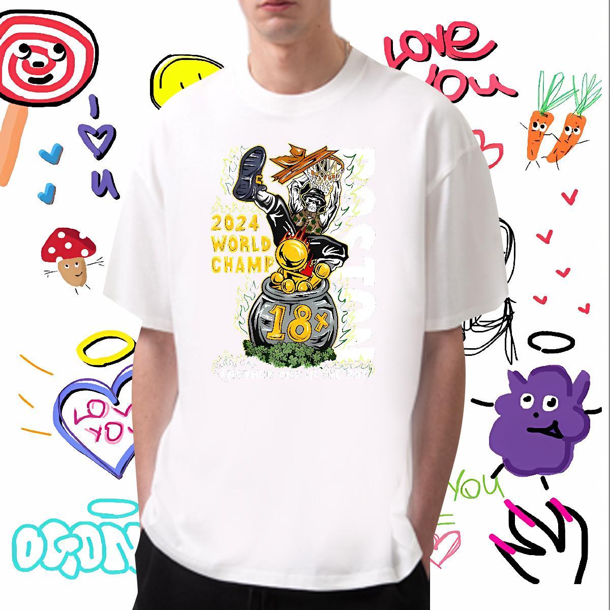 Loose skull Man T Shirts Spring Summer Mens Tshirts 100% Cotton 230g Classic Casual Breathable Short Sleeve DIY Printed Tees Shirts