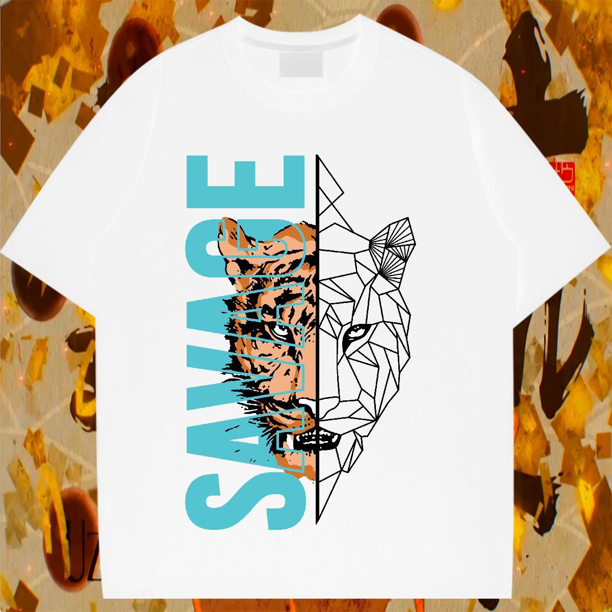 New T shirt Comfortable 100% Cotton 230g Tshirt for Man Woman Skull tiger Summer Casual Unisex Clothes Shirt